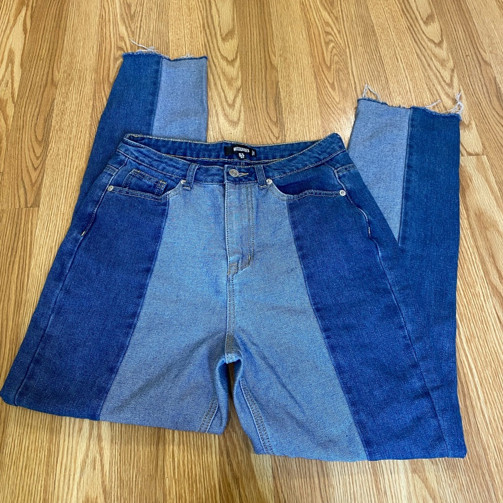 Misguided 2 tone high waist jeans size small-6 EUC - Picture 5 of 13